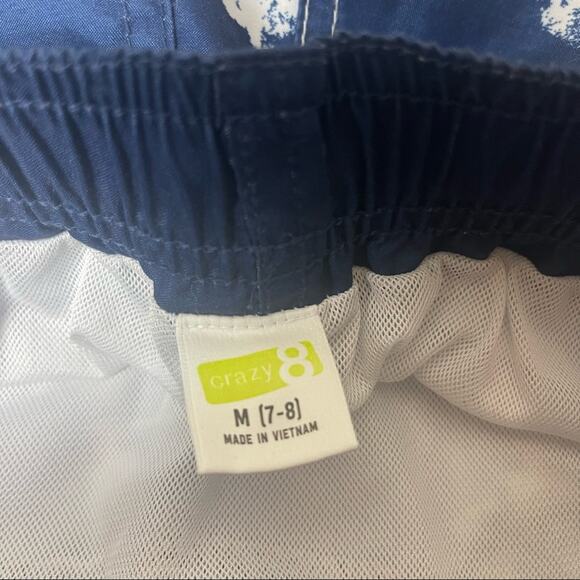 Crazy 8 Board Shorts Blue and White Print Size 7 Boys - Picture 5 of 6